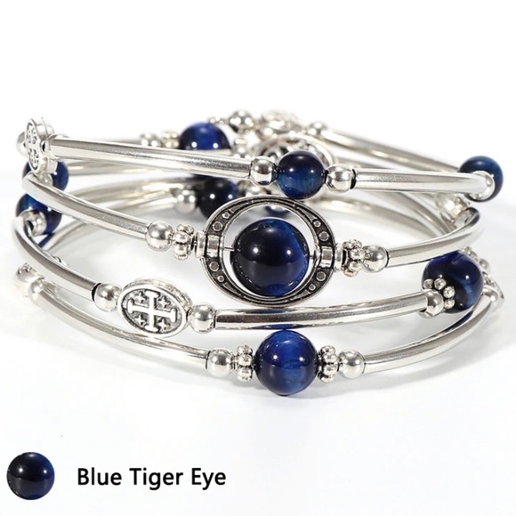 NWT - Natural Stone Multi Layer Bangle Bracelet - Picture 2 of 4